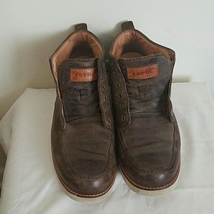 Fossil Men's Brown Leather Lace Up Boot